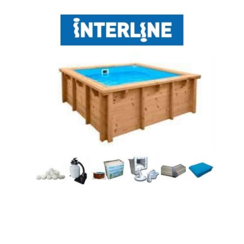 Bali piscina in legno quadrata 210 cm - 210 cm - h 78 cm 
