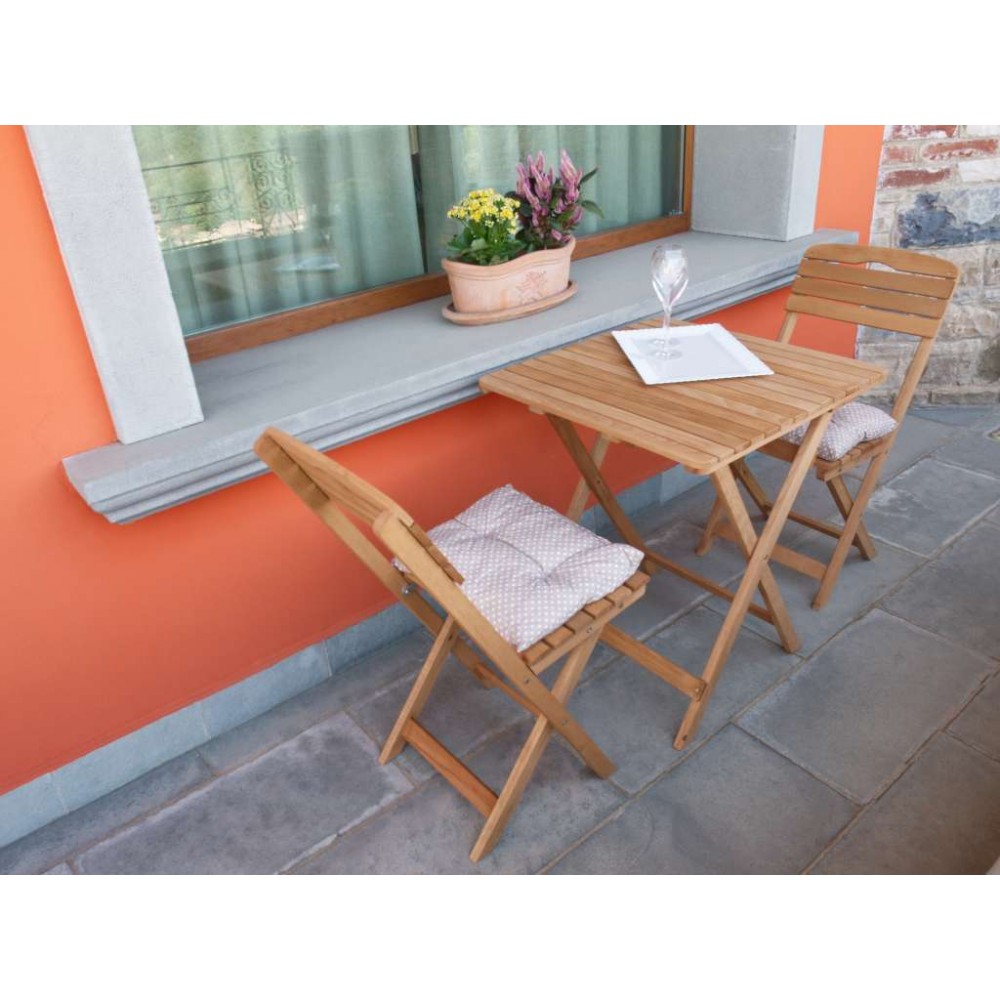Tavolo con due sedie in legno Bistrot Cannes