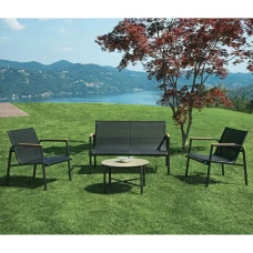 Coffee Set Salotto Tarquinia in Ferro e Textilene per Giardino