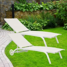 Coppia lettino mare in alluminio bianco