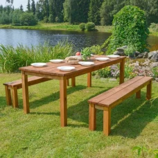 Tavolo da Giardino in legno set cesis 200 cm x 78 cm x h 74 cm 