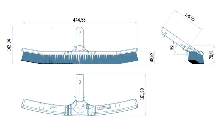 Spazzola di fondo shark dimensioni