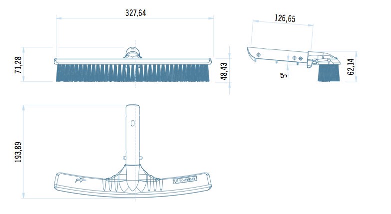 Spazzola di fondo shark dimensioni